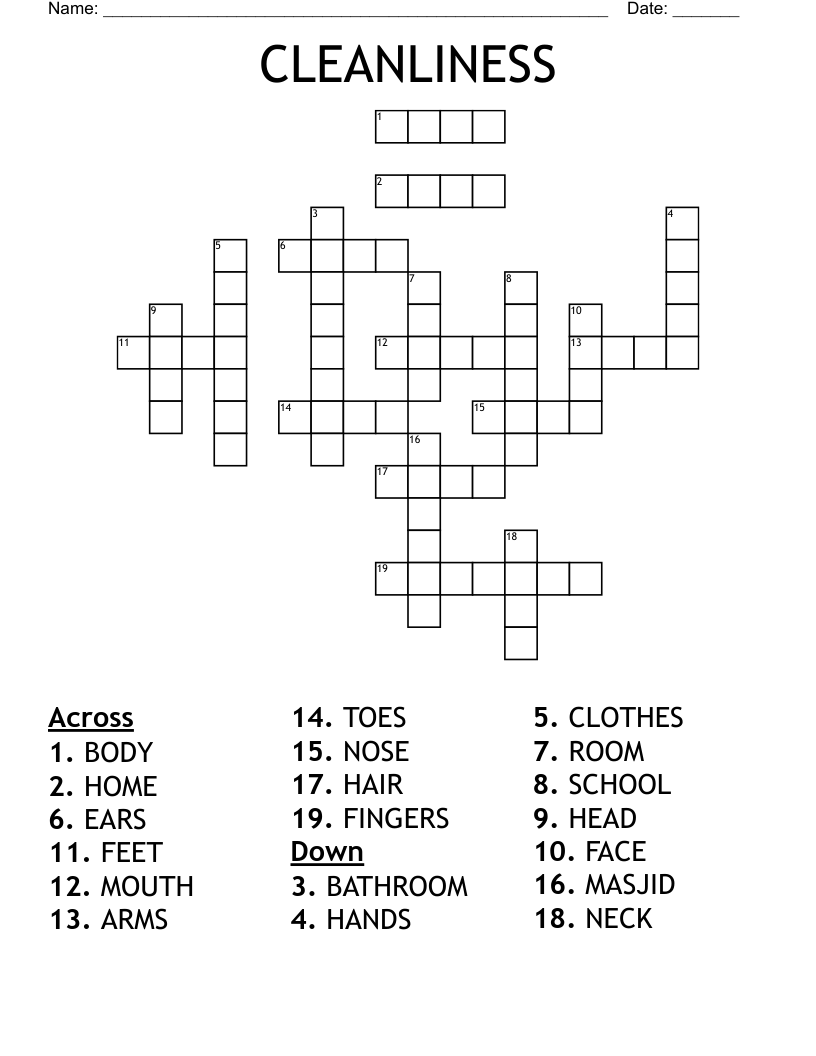 CLEANLINESS Crossword WordMint