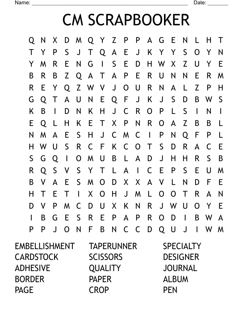 SCRAPBOOKING CROSSWORD WordMint