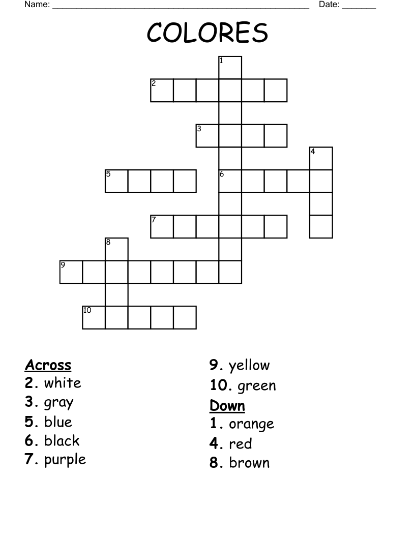 COLORES Crossword WordMint