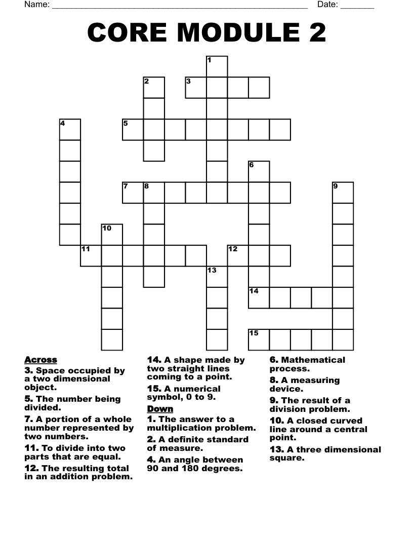CORE MODULE 2 Crossword WordMint