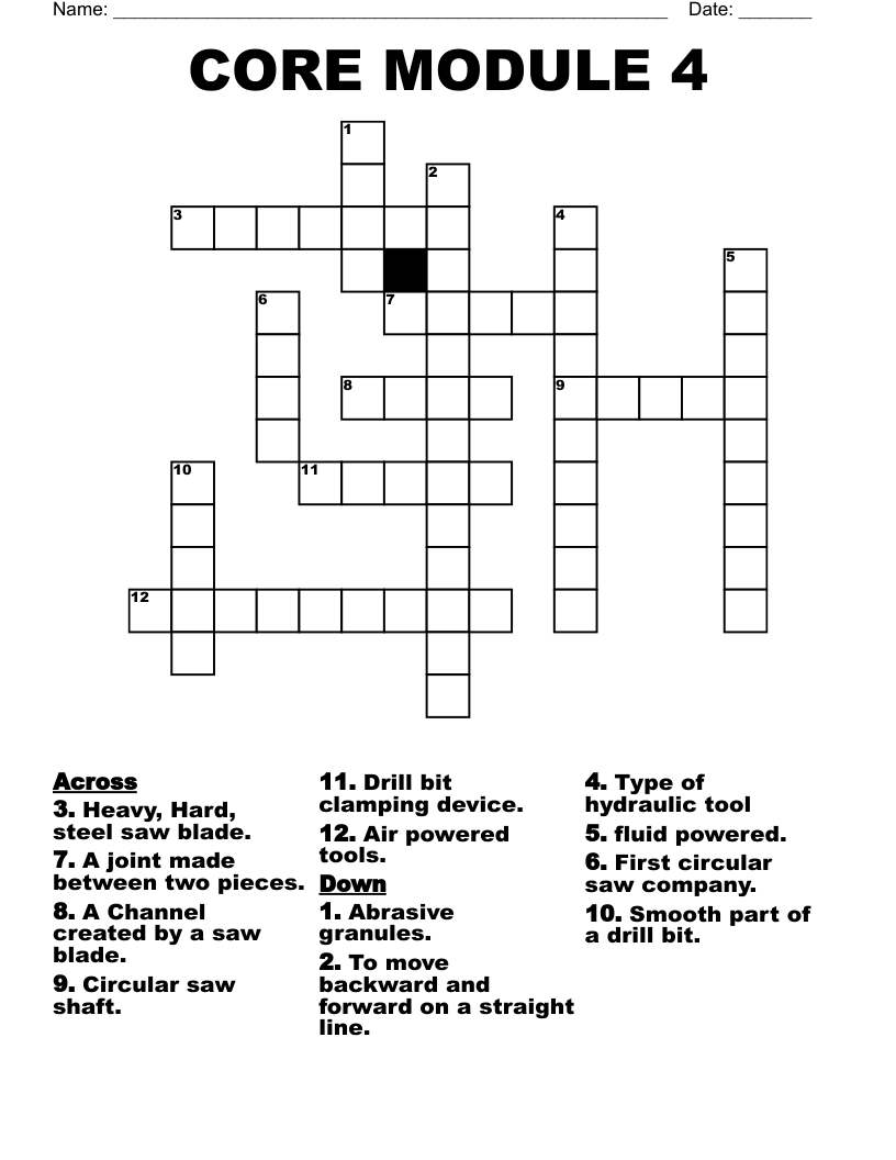 Portable Power Tool Operation Crossword WordMint