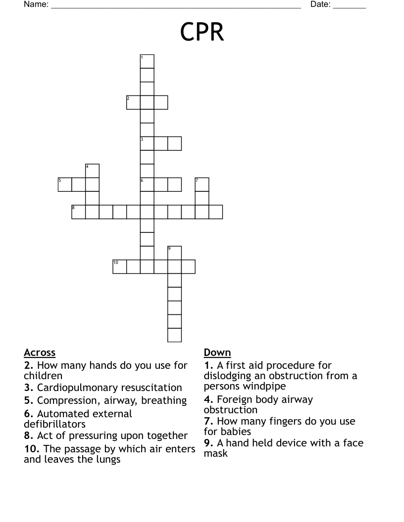 CPR & CHOKING Word Search WordMint