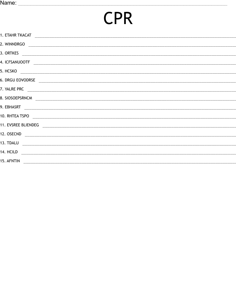 CPR Word Search WordMint