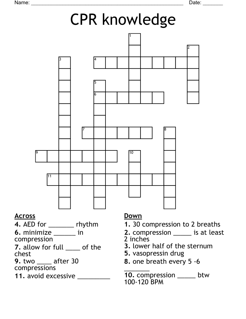 CPR knowledge Crossword WordMint