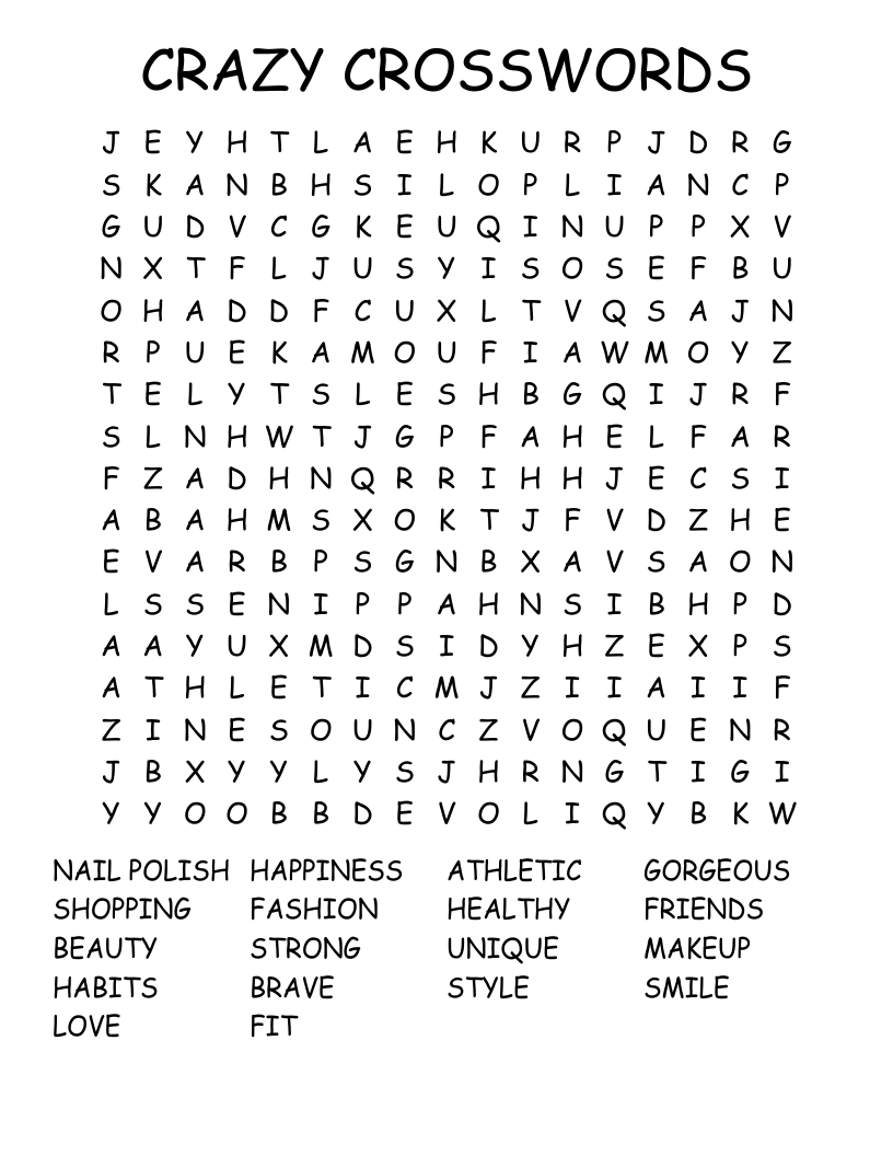 CRAZY CROSSWORDS Word Search WordMint