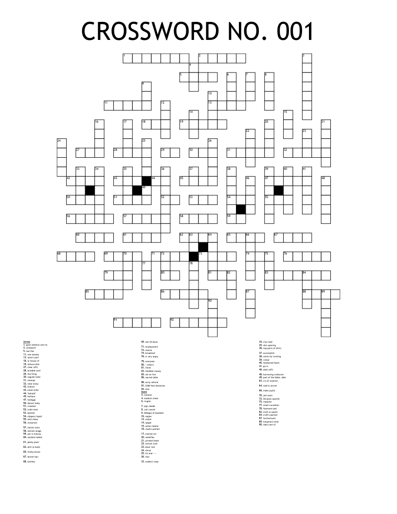 CROSSWORD NO. 001 WordMint