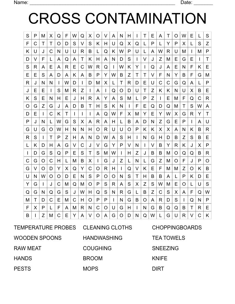 CROSS CONTAMINATION Word Search WordMint