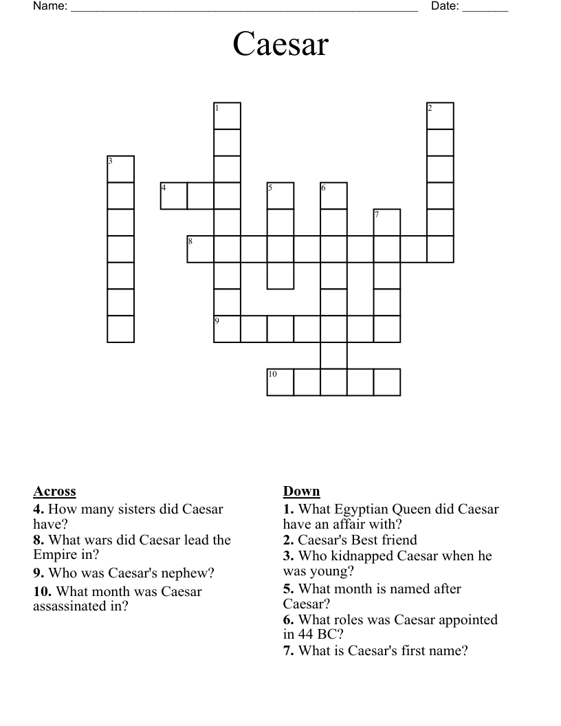 Caesar Crossword WordMint