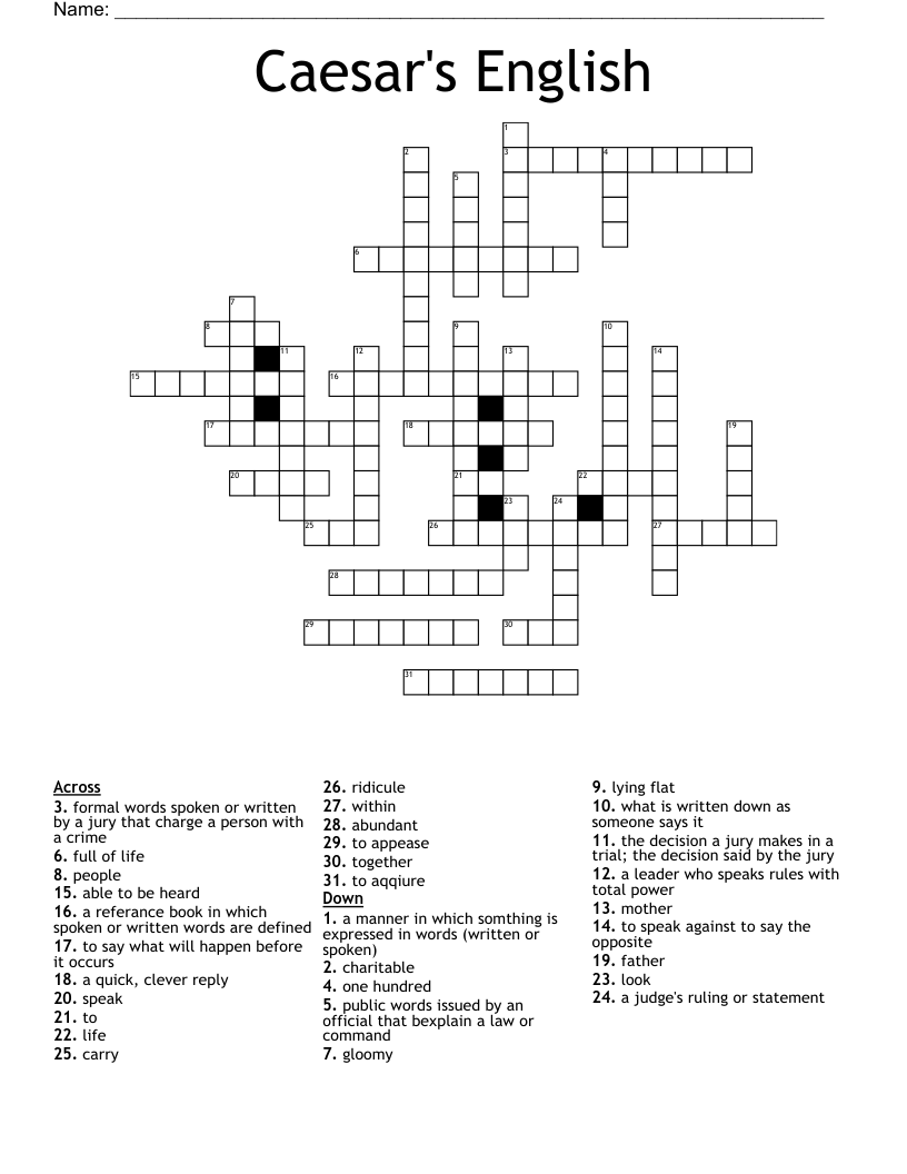 Caesar's English Crossword WordMint