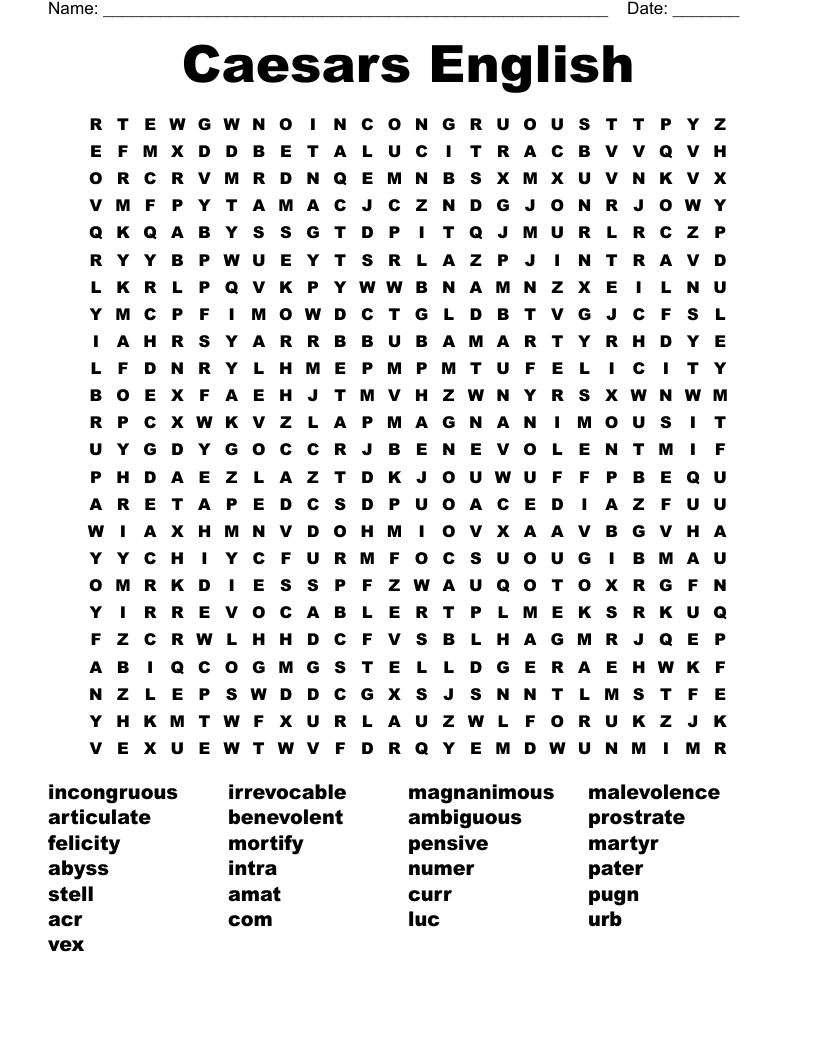 Caecer's English Lessons 111 Word Search WordMint