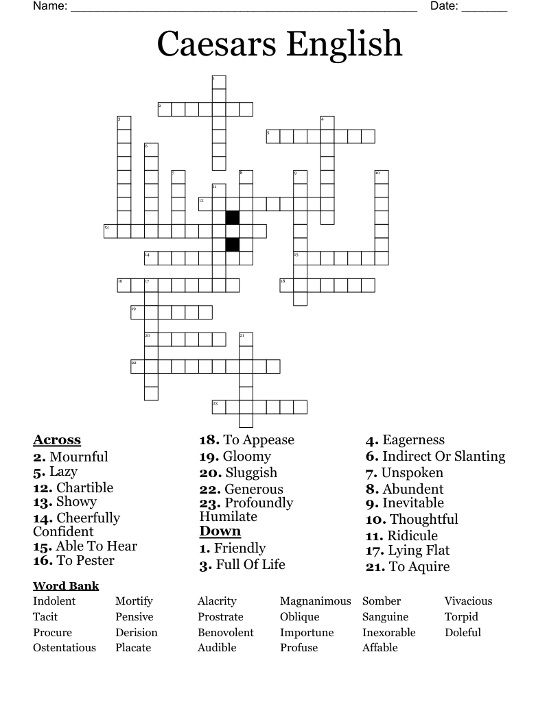 Caesars English Crossword WordMint