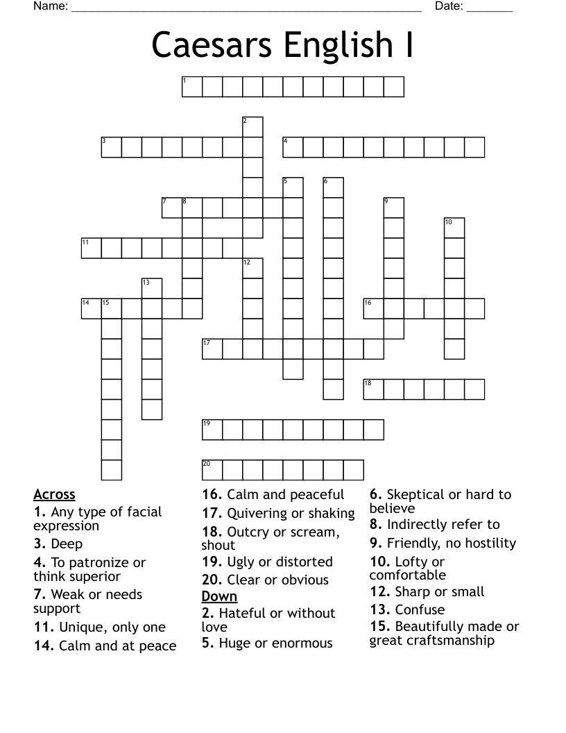 Caesars English I Crossword WordMint