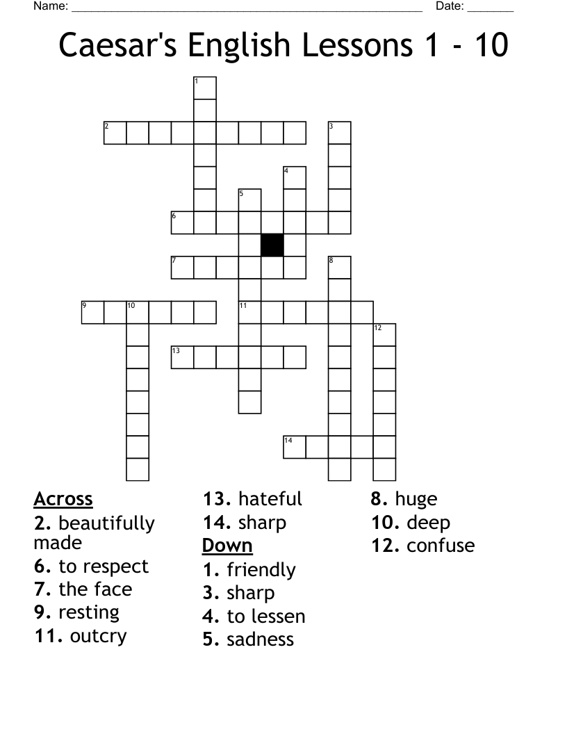 Caesar's English Lessons 1 10 Crossword WordMint