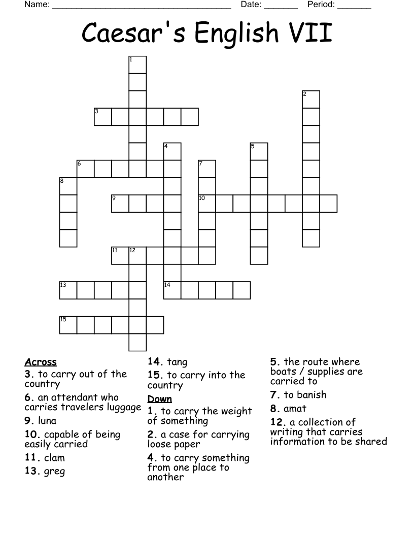 Caesar's English VII Crossword WordMint