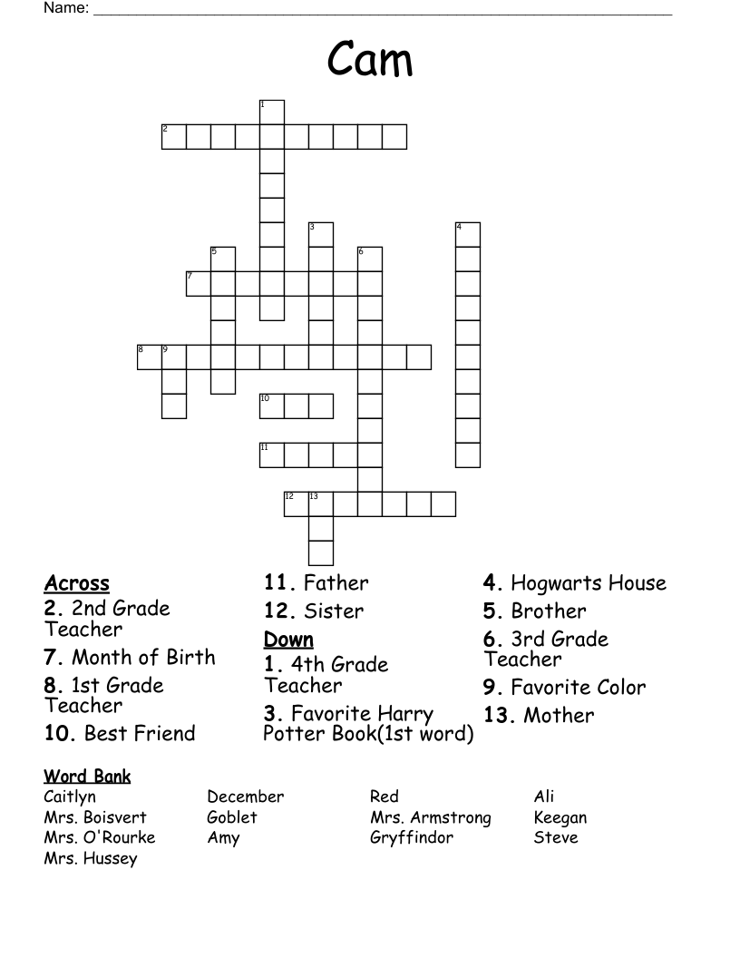 Cam Crossword WordMint