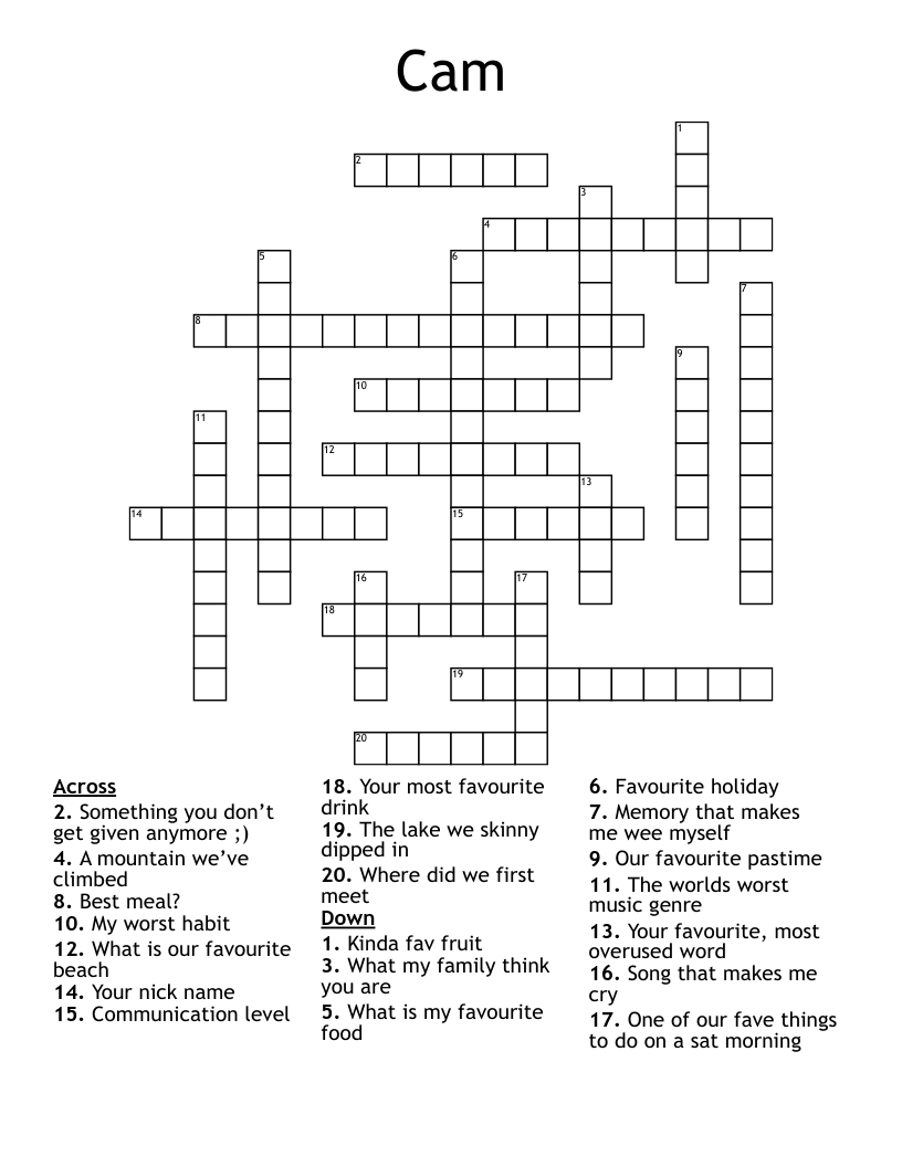 Cam Crossword WordMint