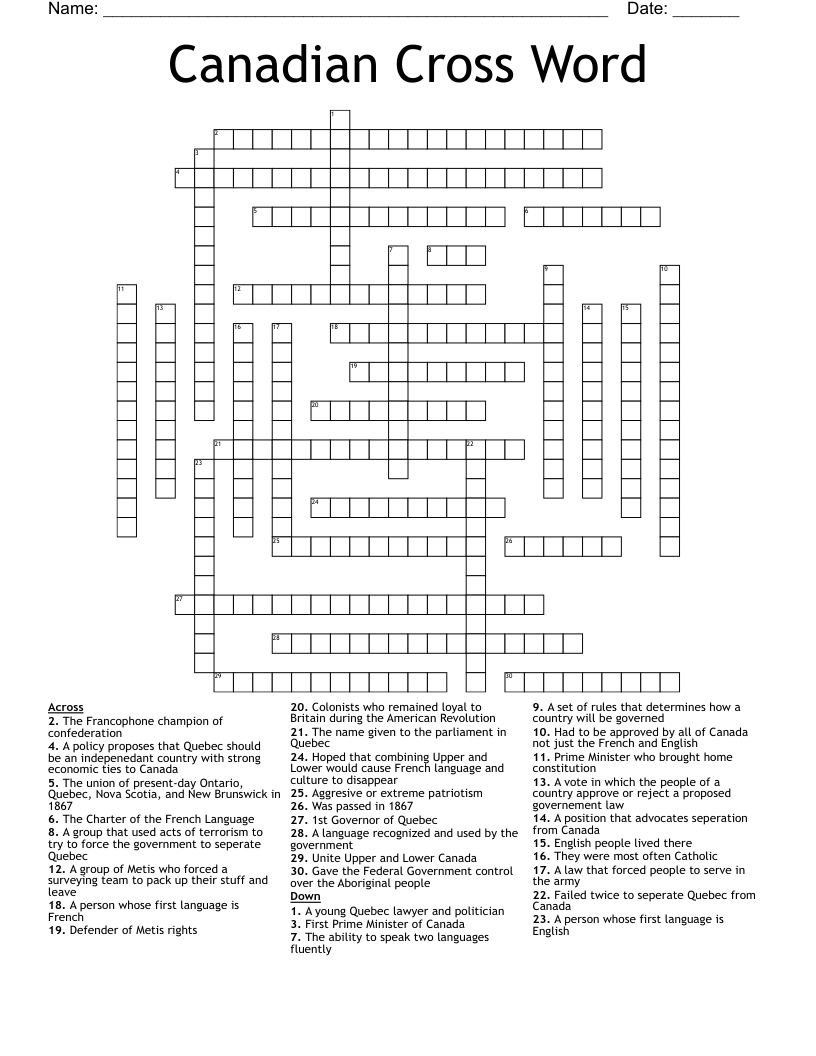 Canadian Crossword WordMint