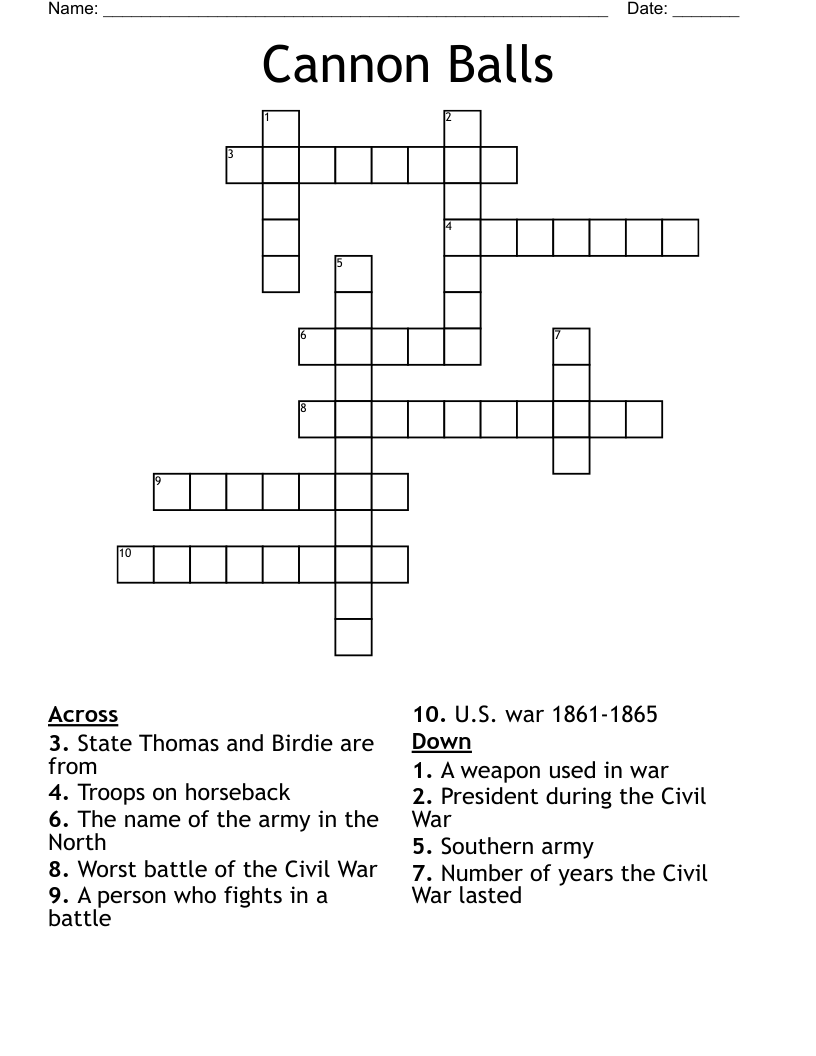 Cannon Balls Crossword WordMint
