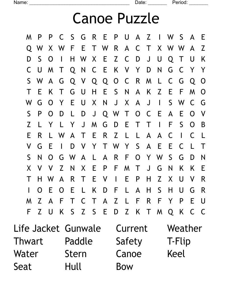 Kayak Help Word Search