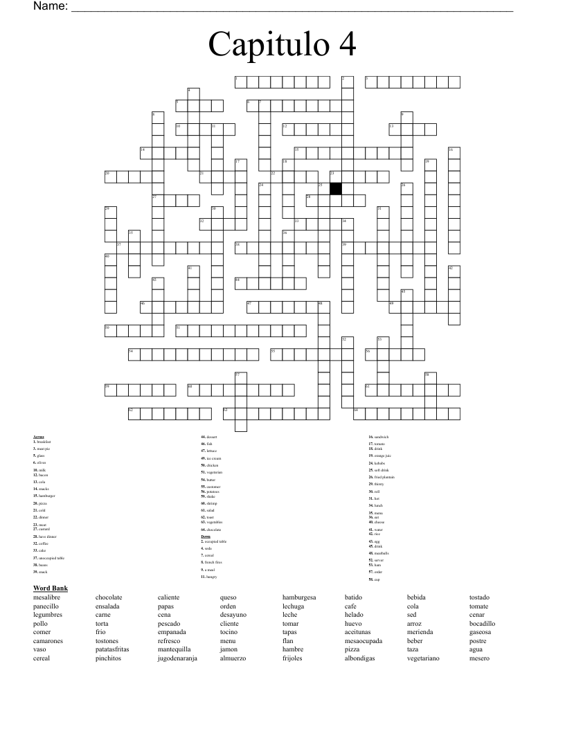 La Comida Crossword WordMint