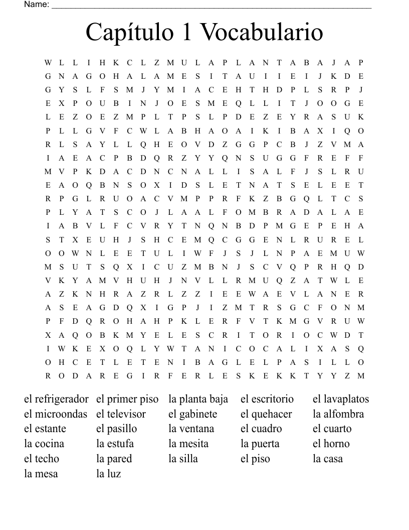 Capítulo 1 Vocabulario Word Search - WordMint