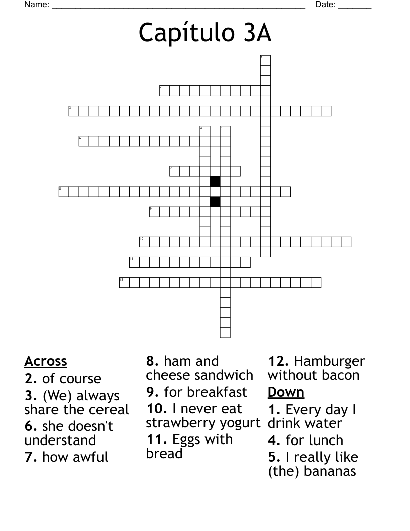 Capítulo 3A Crossword WordMint