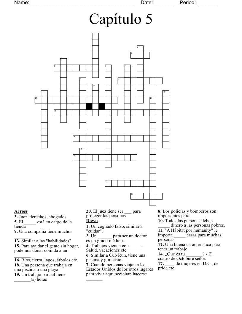 Profesiones y Cargos Crucigrama Crossword WordMint