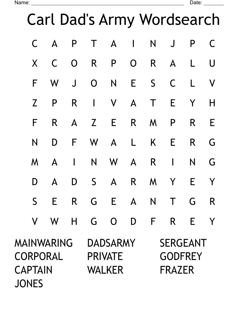 Carl Dad's Army Wordsearch WordMint