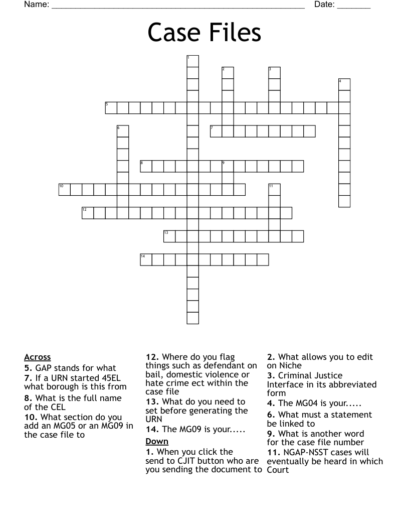 Case Files Crossword WordMint