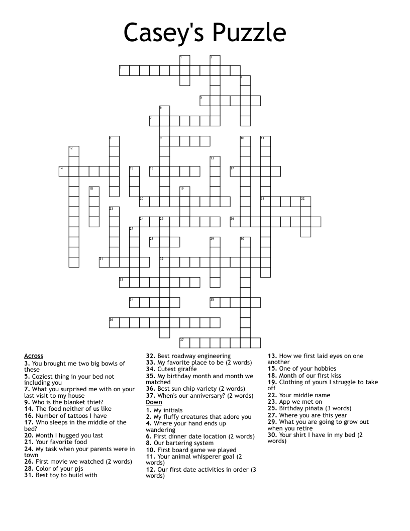 Casey's Puzzle Crossword WordMint