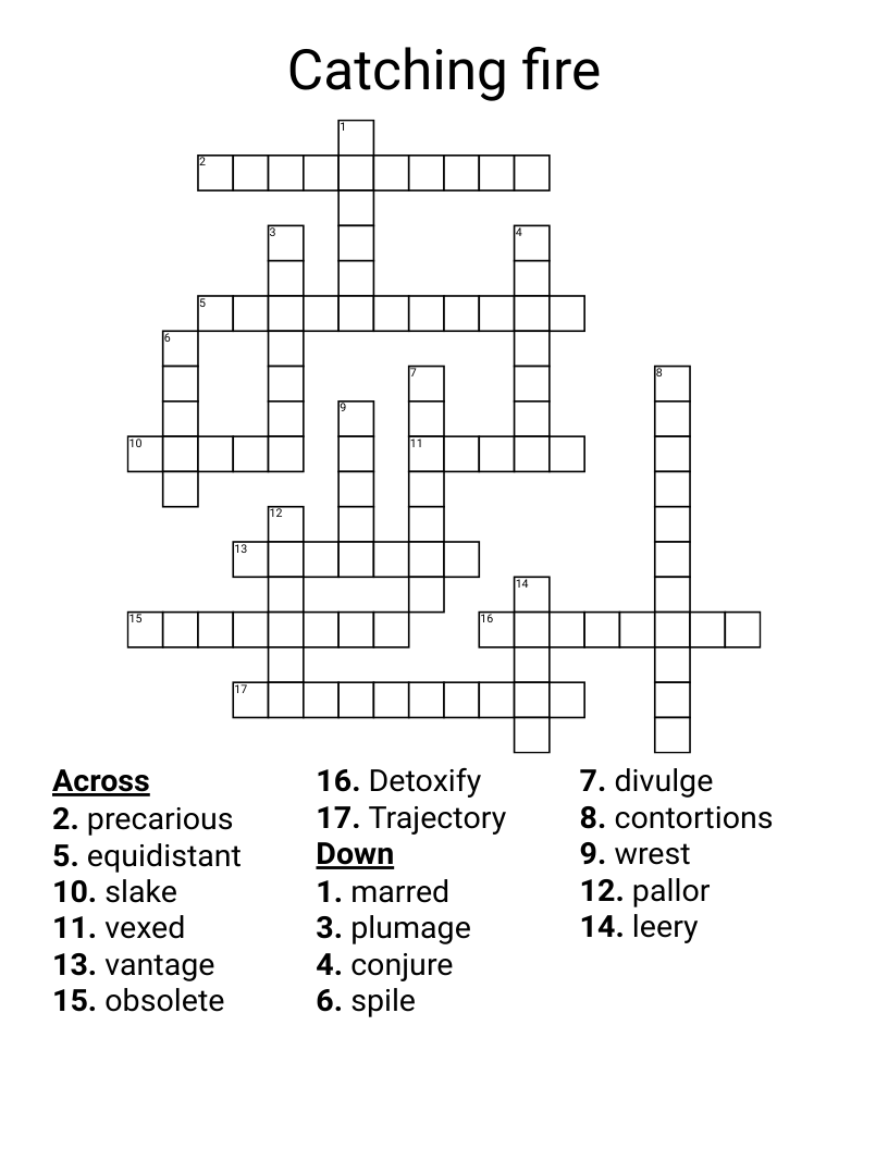 Catching fire Crossword WordMint
