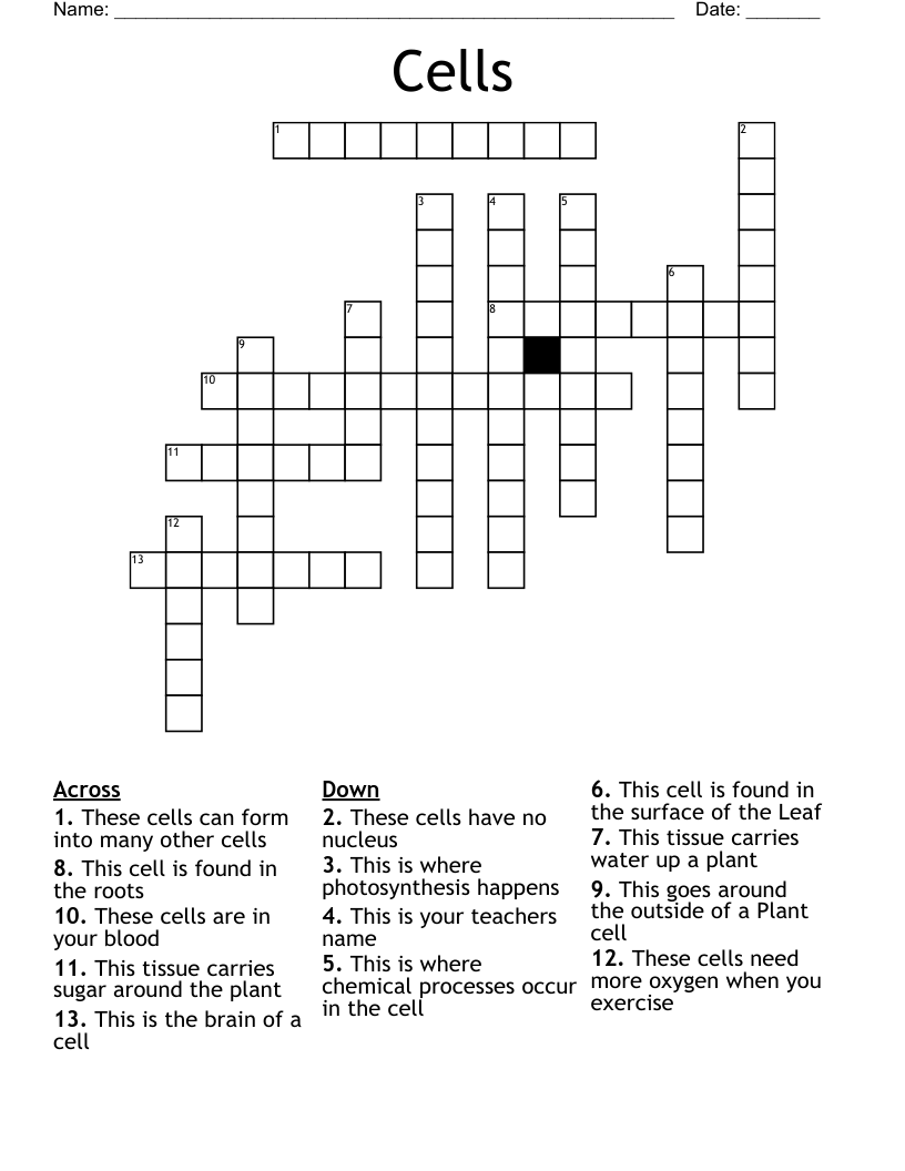 Cells Crossword - WordMint