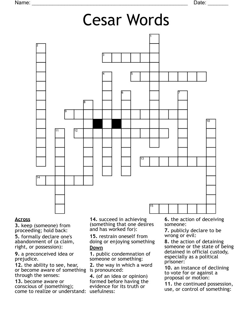 Cesar Words Crossword WordMint