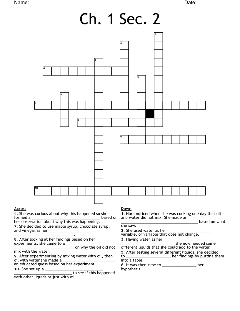 Ch. 1 Sec. 2 Crossword WordMint