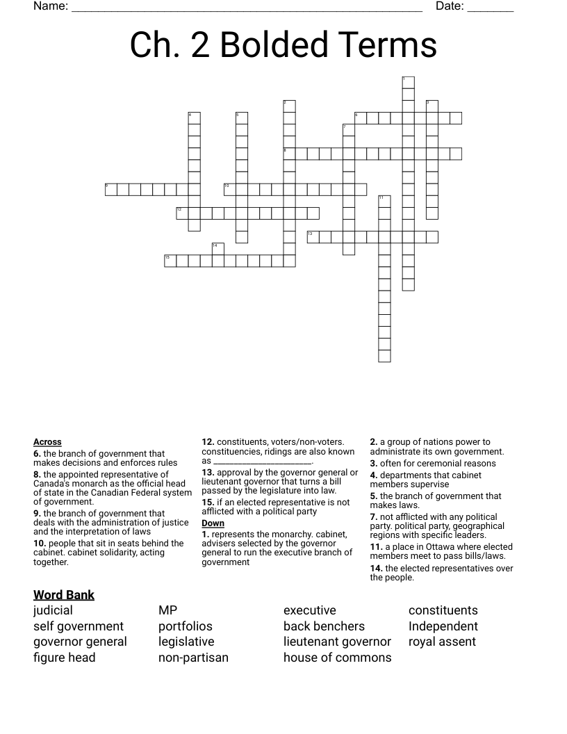 Ch. 2 Bolded Terms Crossword WordMint