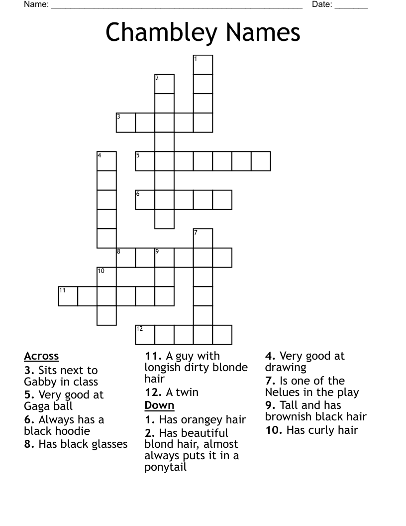 Chambley Names Crossword WordMint
