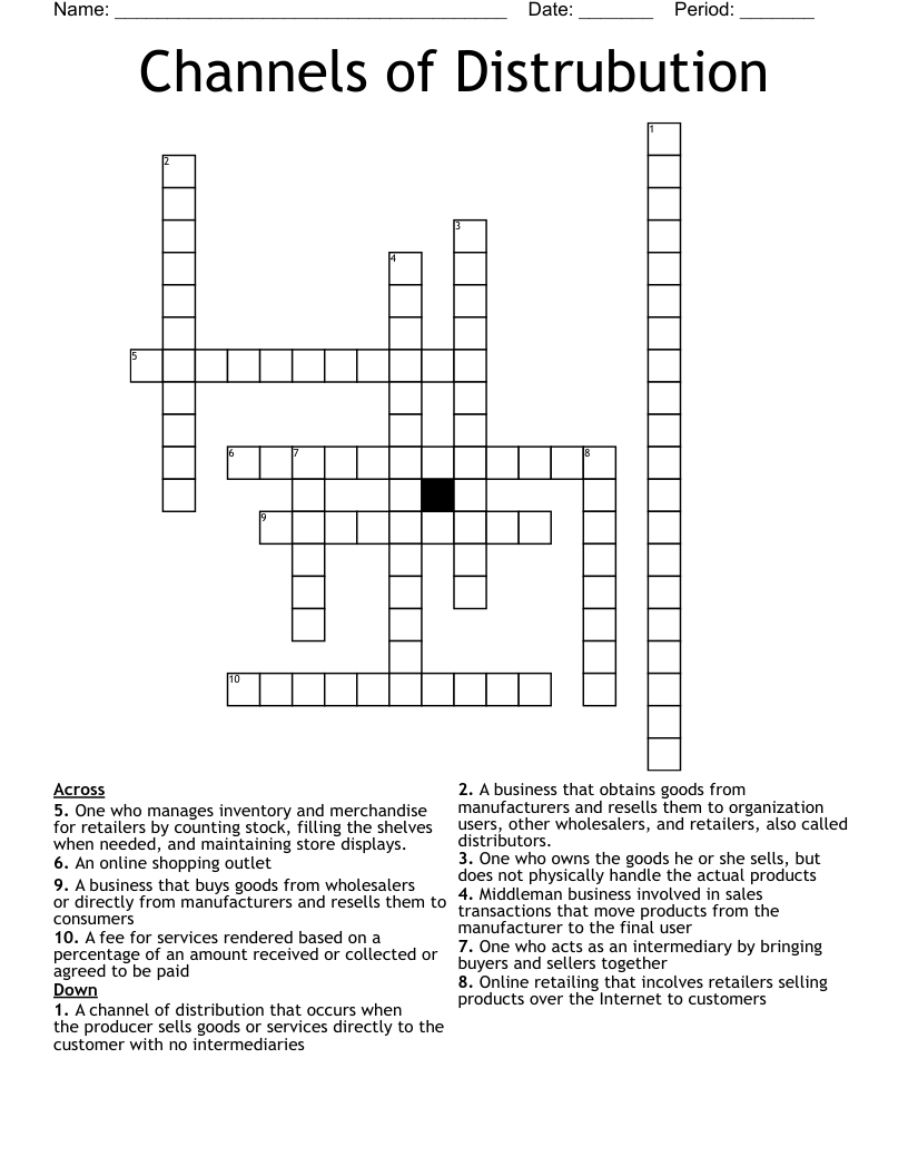 Channels of Distrubution Crossword WordMint