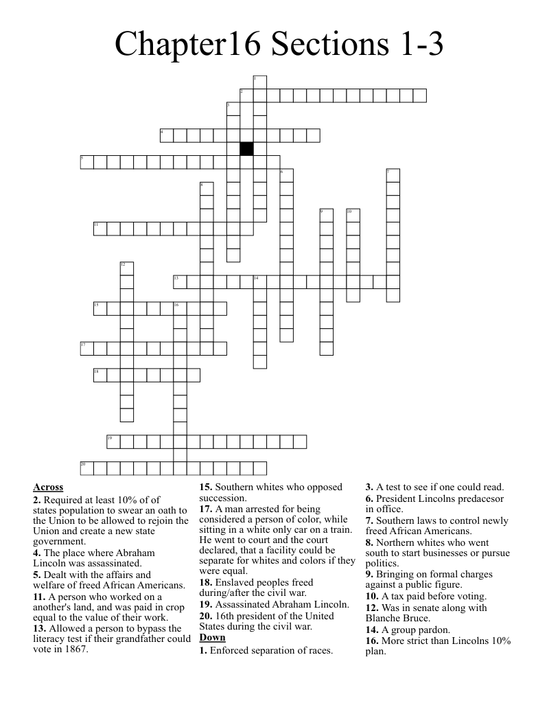 Chapter16 Sections 13 Crossword WordMint