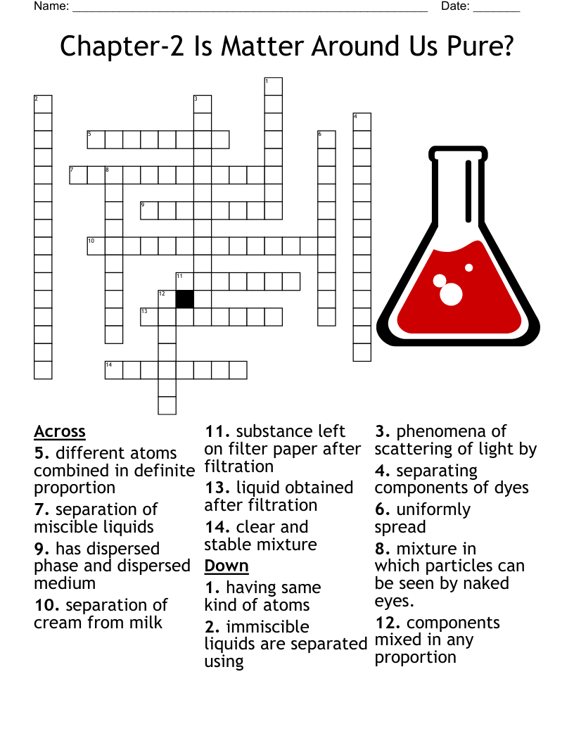 Separating Mixtures Crossword WordMint