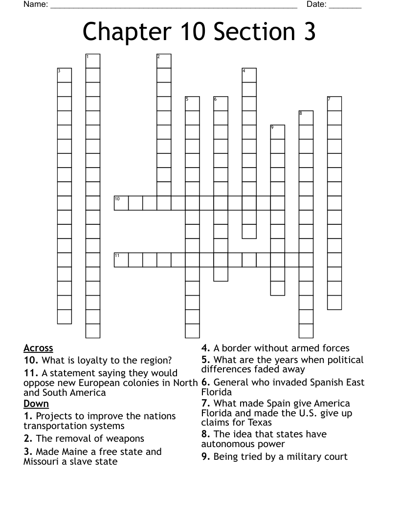 Chapter 10 Section 3 Crossword WordMint