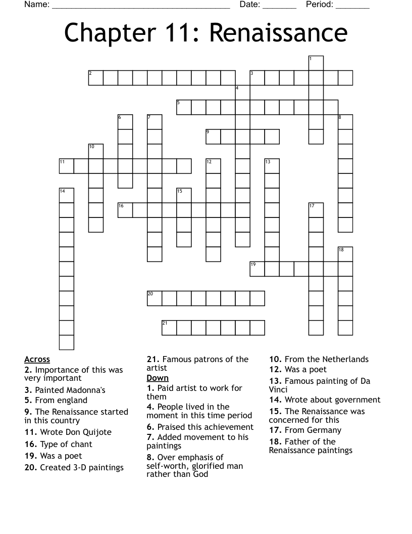 The Renaissance! Crossword WordMint