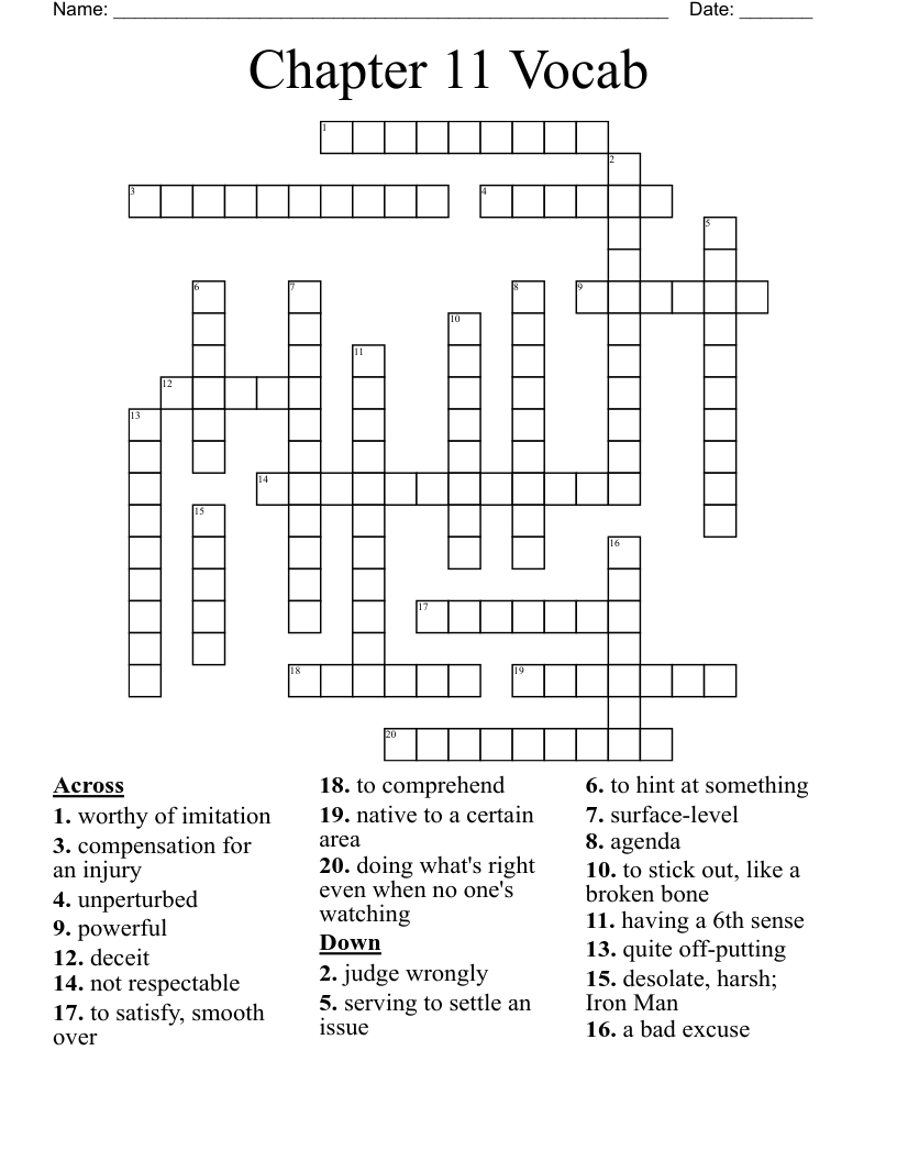 Chapter 11 Vocab Crossword WordMint