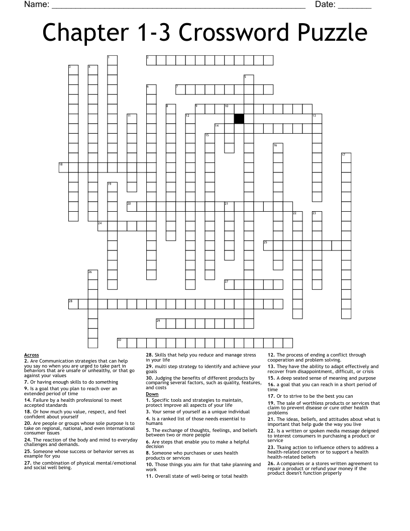 Chapter 13 Crossword Puzzle WordMint