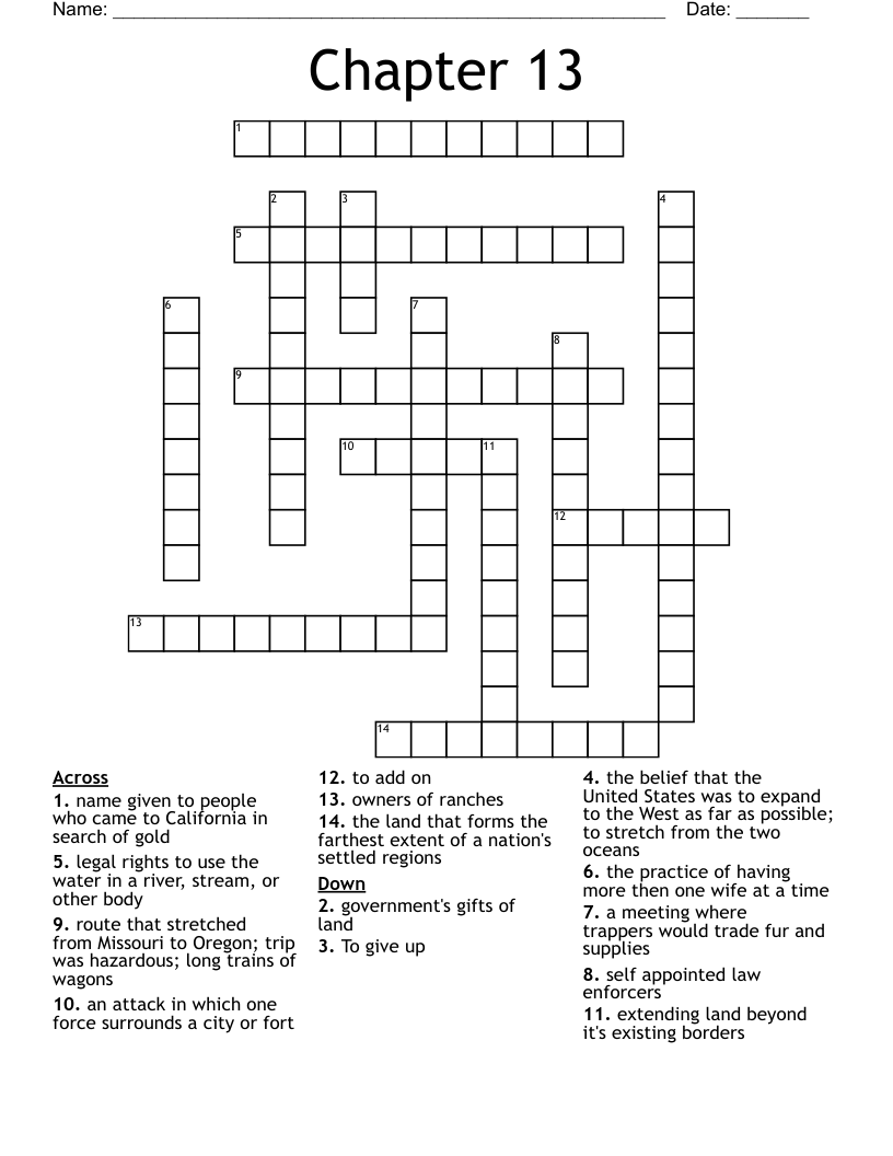 Chapter 13 Crossword WordMint