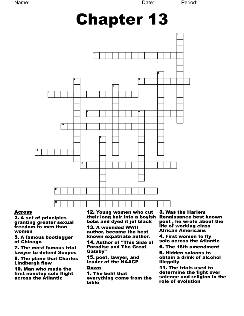 Chapter 13 Crossword WordMint