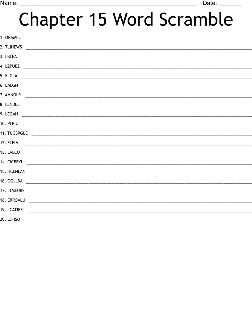 Chapter 15 Word Scramble WordMint