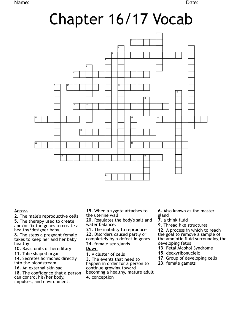 Chapter 16/17 Vocab Crossword WordMint
