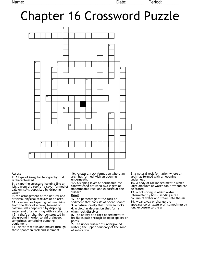 Groundwater Crossword WordMint
