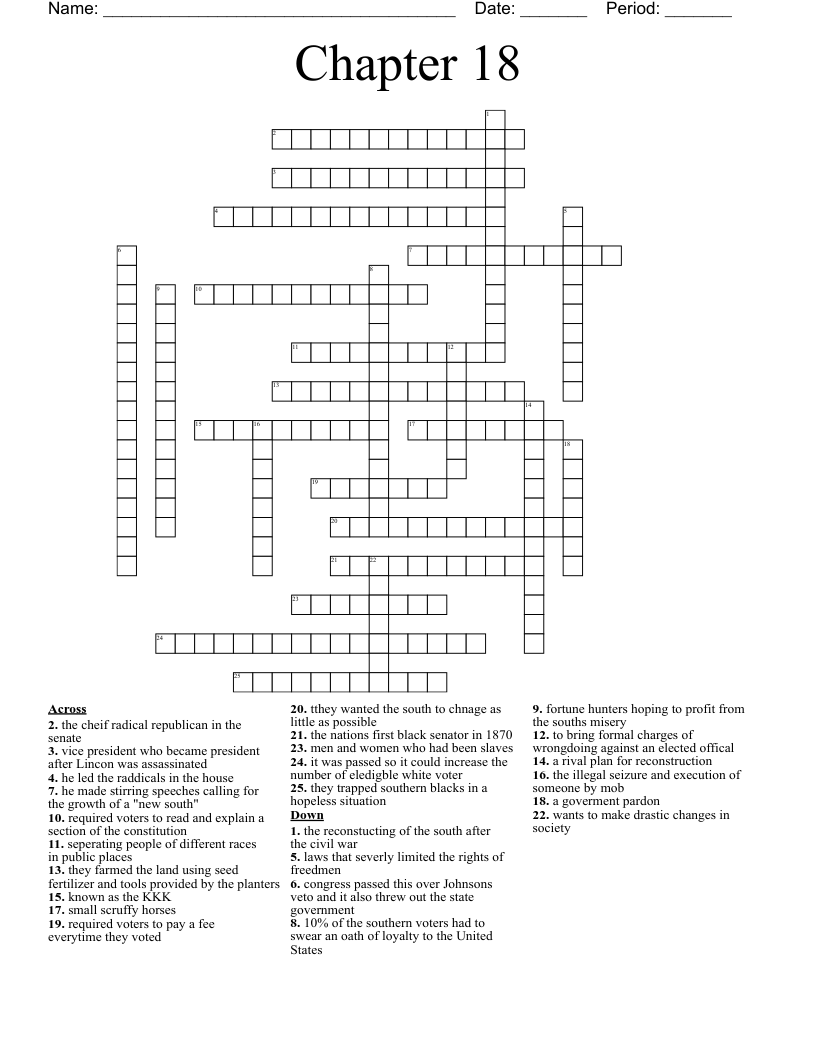 The Reconstruction Era Word Scramble WordMint