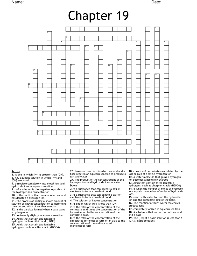 Acids And Bases Crossword WordMint